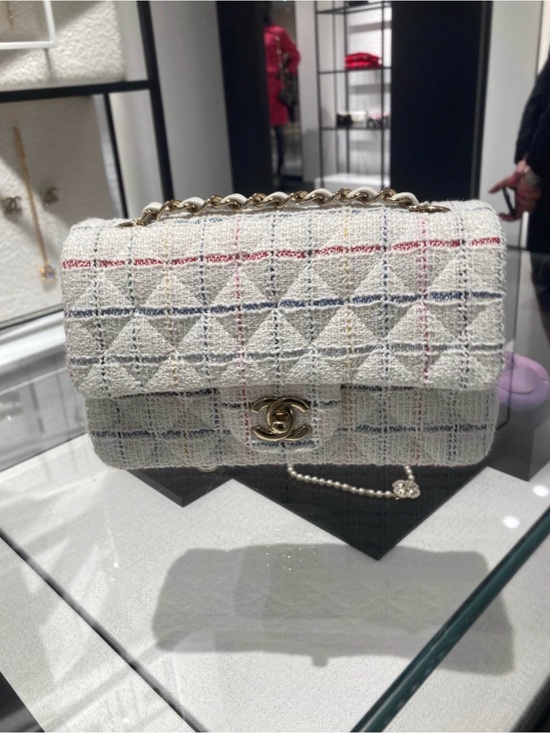 CHANEL Handbags - CHANEL MINI CF IN Ivory Tweed Shoulder Bag with Multicolor Thread